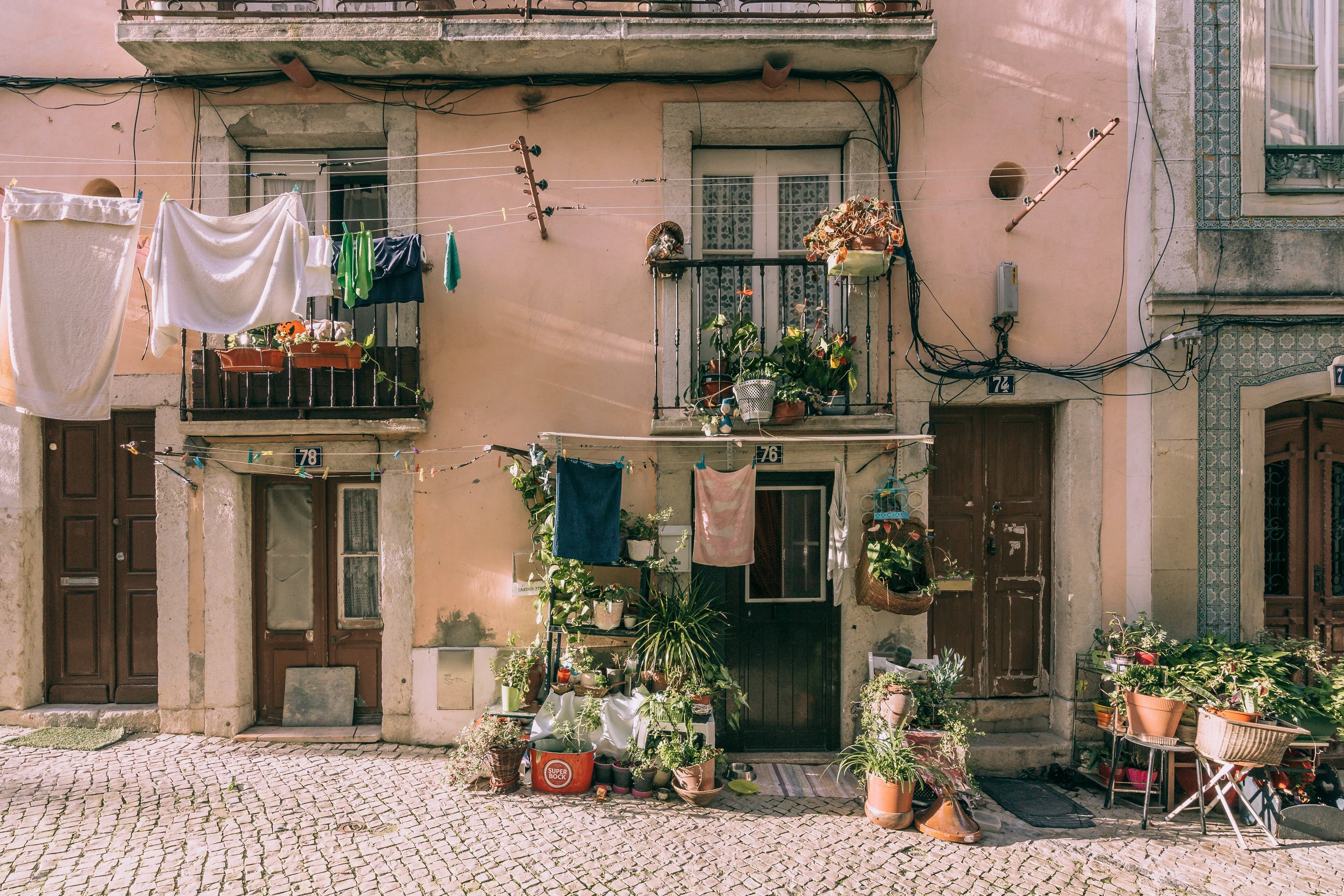 Colorful Lisbon rooftops on the historic hillside